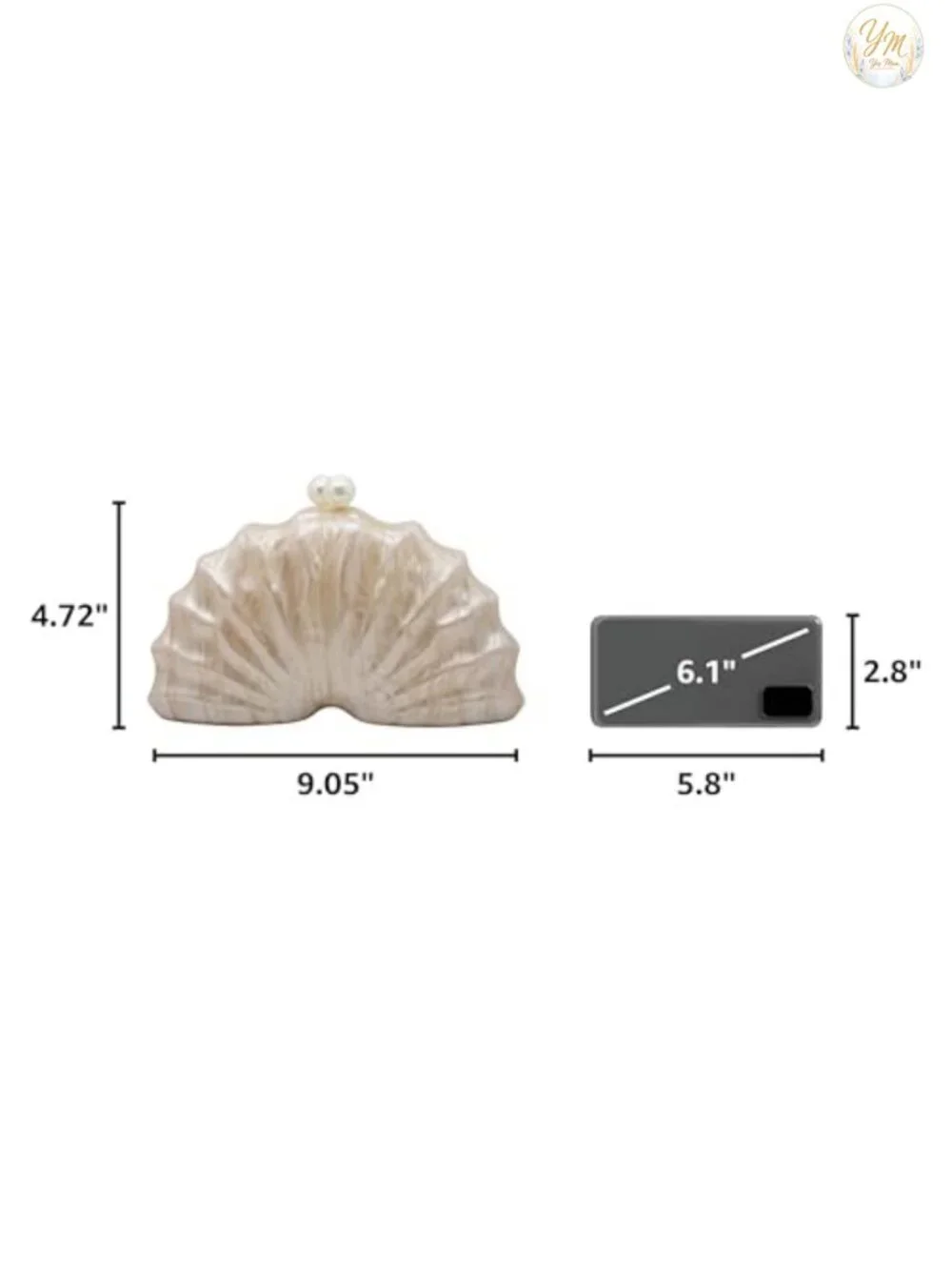 Acrylic Shell Shaped Clutch Luxury Marble Evening Handbag with Chain Shoulder